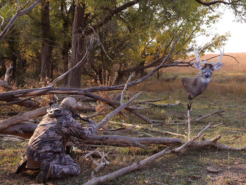 Heads Up Whitetail Buck Decoy for aggressive whitetail rut hunting with a bowe